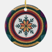 Knitted Fall Leaf Snowflake Pattern Christmas Keramik Ornament (Hinten)