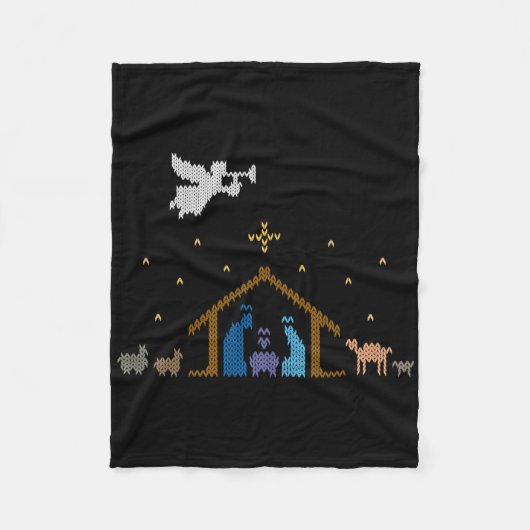 Knitted Nativity Christmas Sweater Christian Jesus Fleecedecke (Vorderseite)