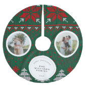 Knitted Sweater Pattern Family Photo Polyester Weihnachtsbaumdecke (Vorderseite)