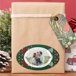 Knitted Sweater Pattern Photo Ovaler Aufkleber