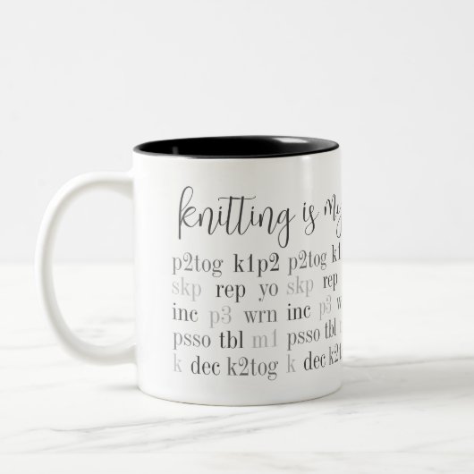 KNITTEN IST MEINE ZWEITE SPRACHE Black Two-Tone-Ta Zweifarbige Tasse (Links)