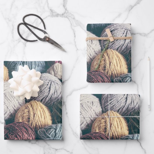 Knitter, Kegelgarnbälle aus Crochet Wool Geschenkpapier Set (Vorderseite)