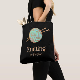 Knitter Knitter Knetgarn Ball Logo Black Square Tasche