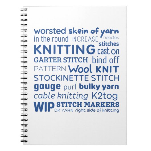 Knitter-Notebook - Knitter's Word Collage Notizblock (Vorderseite)
