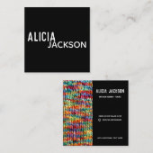 Knitter Regenbogen Stockinette Quadratische Visitenkarte (Vorne/Hinten)