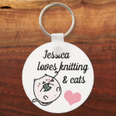 Knitter und Katzenliebhaber Niedlich Personalisier Schlüsselanhänger (Vorderseite)