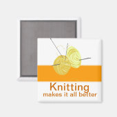 Knitter Yarn'n Needles Magnet (Vorderseite/Rückseite)