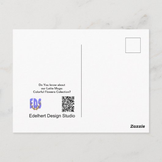 Knitterfrau auf Daffodils Tasse HELLO Postkarte (Rückseite)