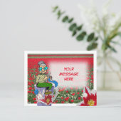 Knitterfrau auf Tulips Tasse DIY Postkarte (Stehend Vorderseite)