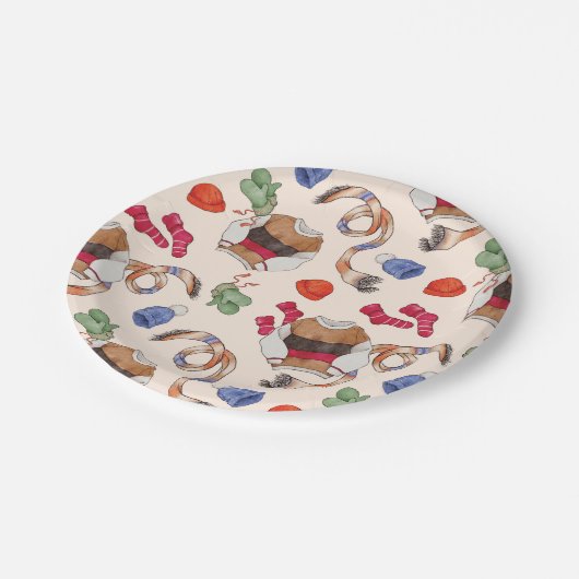 Knitterfreude (Wäsche) - Teller aus Papier (Schrägansicht)