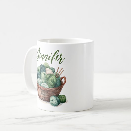 Knittergarn, personalisierte Kaffeeknittergeschenk Kaffeetasse (Vorderseite Links)