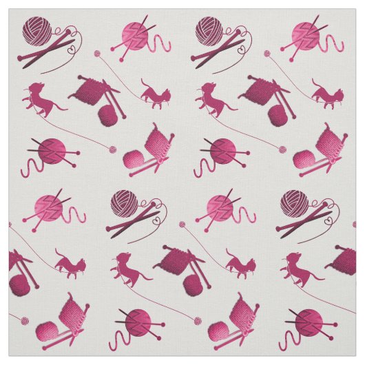 Knittergarnneedles Katzen Muster Wein Rosa Stoff (Muster)