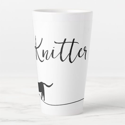 Knitterkatze n Garn Minimalistisch Milchtasse (Vorderseite)