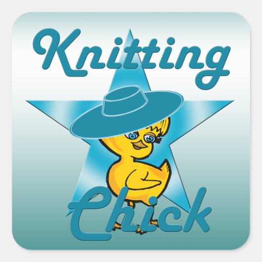 Knitterkick #7 quadratischer aufkleber (Vorderseite)