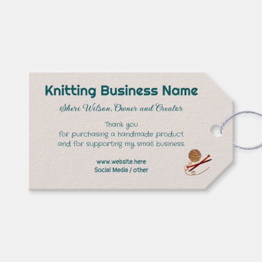 Knittern Business Yarn Shop Danke QR Code Geschenkanhänger (Vorderseite (Horizontal))