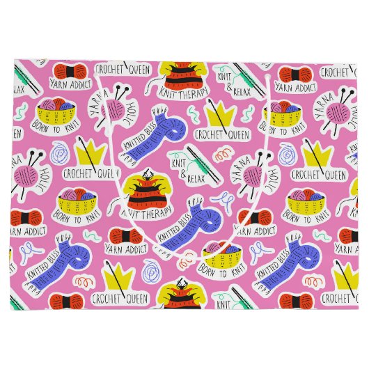 Knittern Crochet-Liebe Große Geschenktüte (Rückseite)