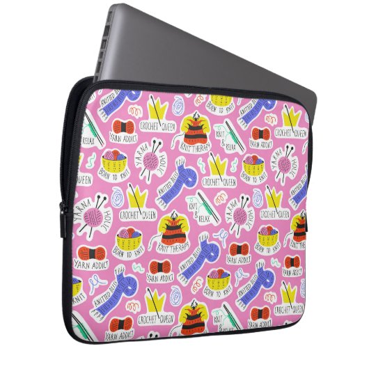 Knittern Crochet-Liebe Laptopschutzhülle (Vorne Rechts)