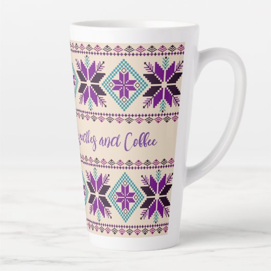 Knittern Fair Isle Pattern Personalisiert Milchtasse (Rechts)