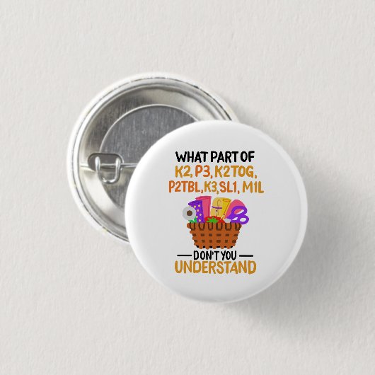 Knittern Funny Knitting Quotes Button (Vorne & Hinten)