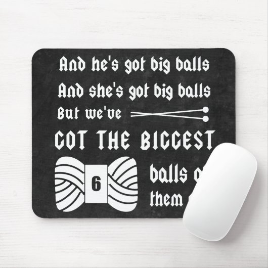 Knittern ・ Große Bälle aus Garnkunst Dunkel Mousepad (Mit Mouse)