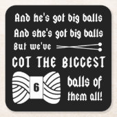 Knittern ・ Große Bälle aus Garnkunst Dunkel Rechteckiger Pappuntersetzer (Vorderseite)