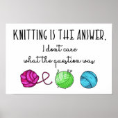 Knittern ist die Antwort, ein lustiges Zitat Poster (Vorne)