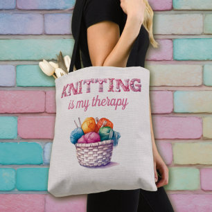 Knittern ist meine Therapie Texturierte Tasche