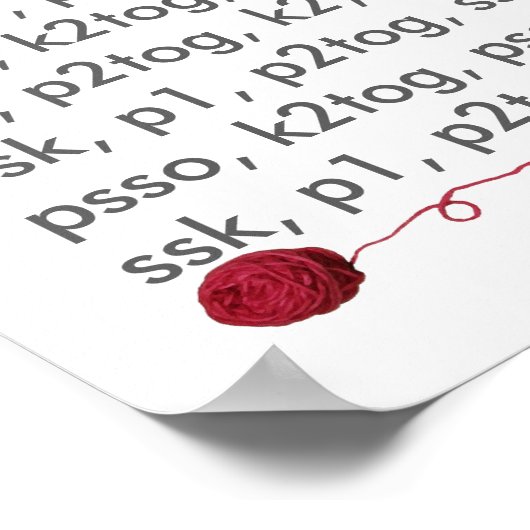 Knittern Lingo Rote Garne Kunsthandwerk Poster (Ecke)