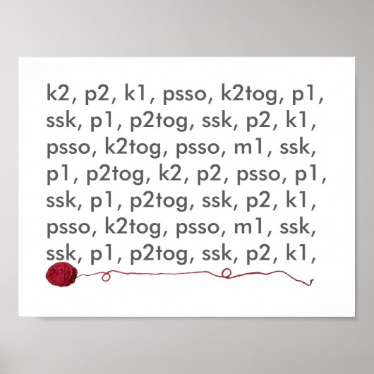 Knittern Lingo Rote Garne Kunsthandwerk Poster (Vorne)