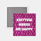 Knittern macht mich glücklich rosa Garne Magnet (Vorderseite/Rückseite)