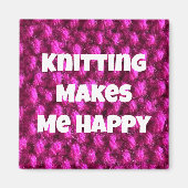 Knittern macht mich glücklich rosa Garne Magnet (Vorne)