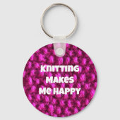 Knittern macht mich glücklich rosa Garne Schlüsselanhänger (Vorderseite)