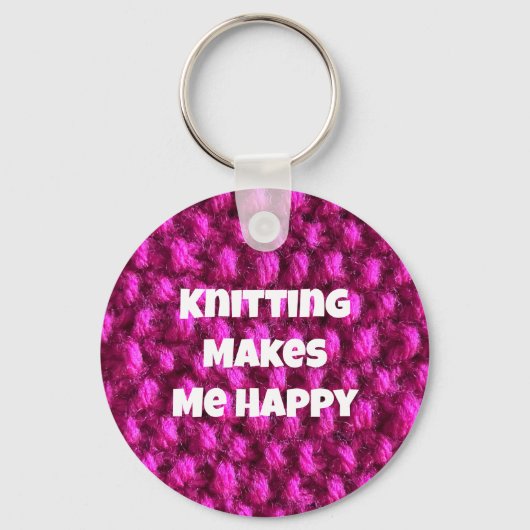 Knittern macht mich glücklich rosa Garne Schlüsselanhänger (Vorderseite)