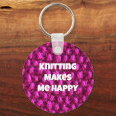 Knittern macht mich glücklich rosa Garne Schlüsselanhänger (Vorderseite)
