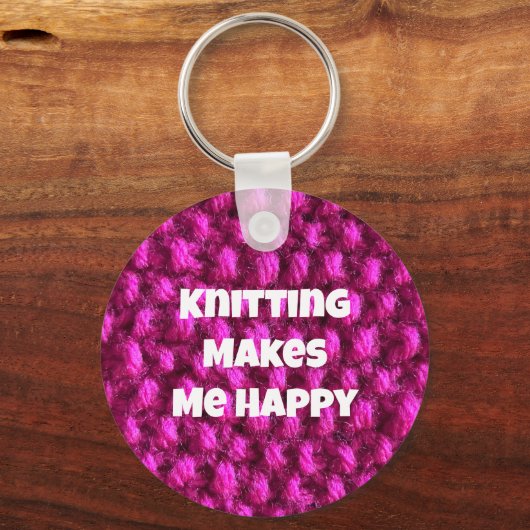Knittern macht mich glücklich rosa Garne Schlüsselanhänger (Vorderseite)