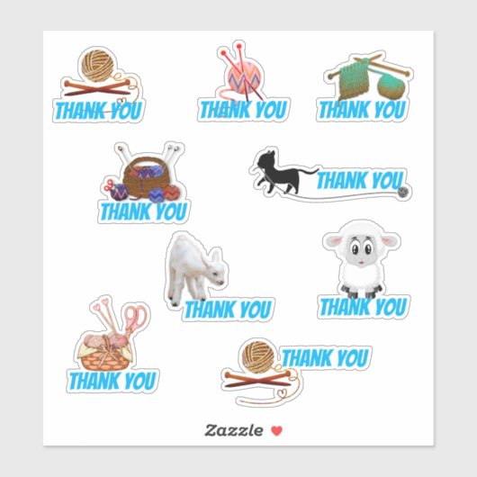 Knittern Themed Kunde Vielen Dank Aufkleber (Blatt)