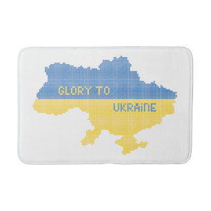 Knittern ukrainischer Staat Landkarte Text Ruhm an Badematte