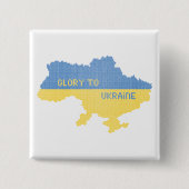 Knittern ukrainischer Staat Landkarte Text Ruhm an Button (Vorderseite)