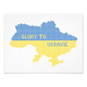 Knittern ukrainischer Staat Landkarte Text Ruhm an Fotodruck
