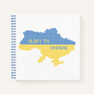 Knittern ukrainischer Staat Landkarte Text Ruhm an Notizblock