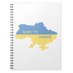 Knittern ukrainischer Staat Landkarte Text Ruhm an Notizblock
