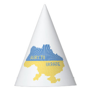 Knittern ukrainischer Staat Landkarte Text Ruhm an Partyhütchen