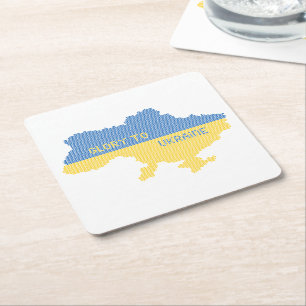 Knittern ukrainischer Staat Landkarte Text Ruhm an Rechteckiger Pappuntersetzer