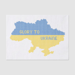 Knittern ukrainischer Staat Landkarte Text Ruhm an Seidenpapier