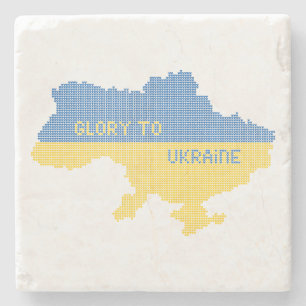 Knittern ukrainischer Staat Landkarte Text Ruhm an Steinuntersetzer