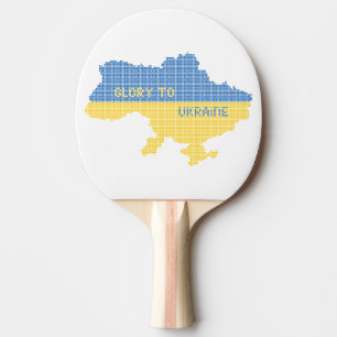 Knittern ukrainischer Staat Landkarte Text Ruhm an Tischtennis Schläger