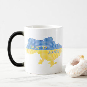 Knittern ukrainischer Staat Landkarte Text Ruhm an Verwandlungstasse