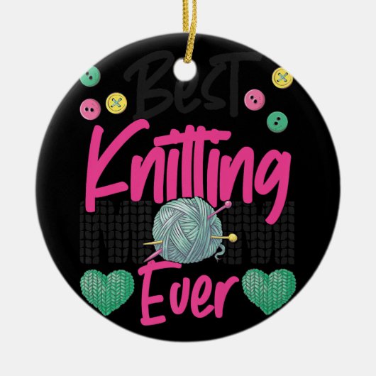 Knittern von Crocheting-Strick Happens Knitter Keramik Ornament (Vorne)