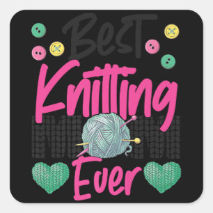 Knittern von Crocheting-Strick Happens Knitter Quadratischer Aufkleber