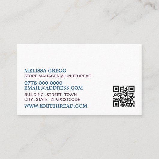 Knitterpackungen, KnitterStore, Garnspeicher Visitenkarte (Rückseite)